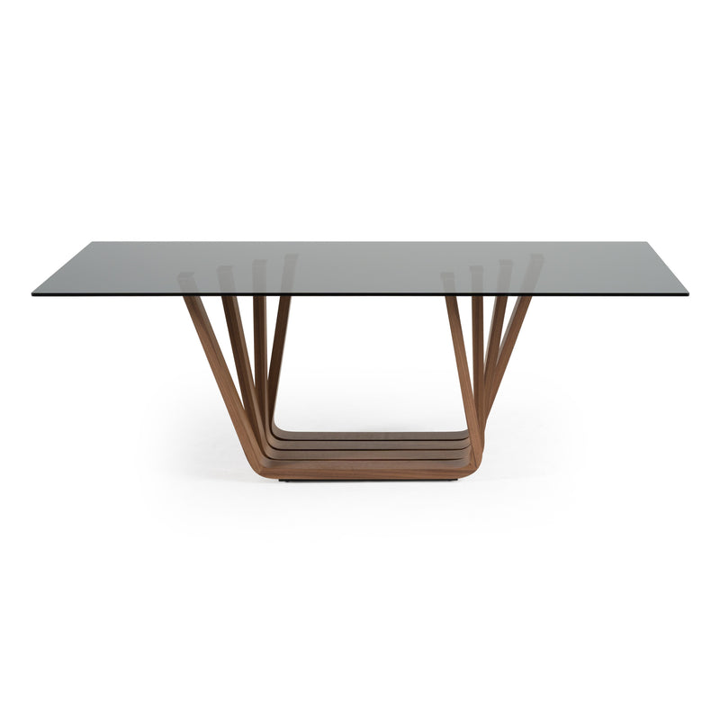 Solvang - Contemporary - Grey Glass + Walnut Rectangular Dining Table — view 3
