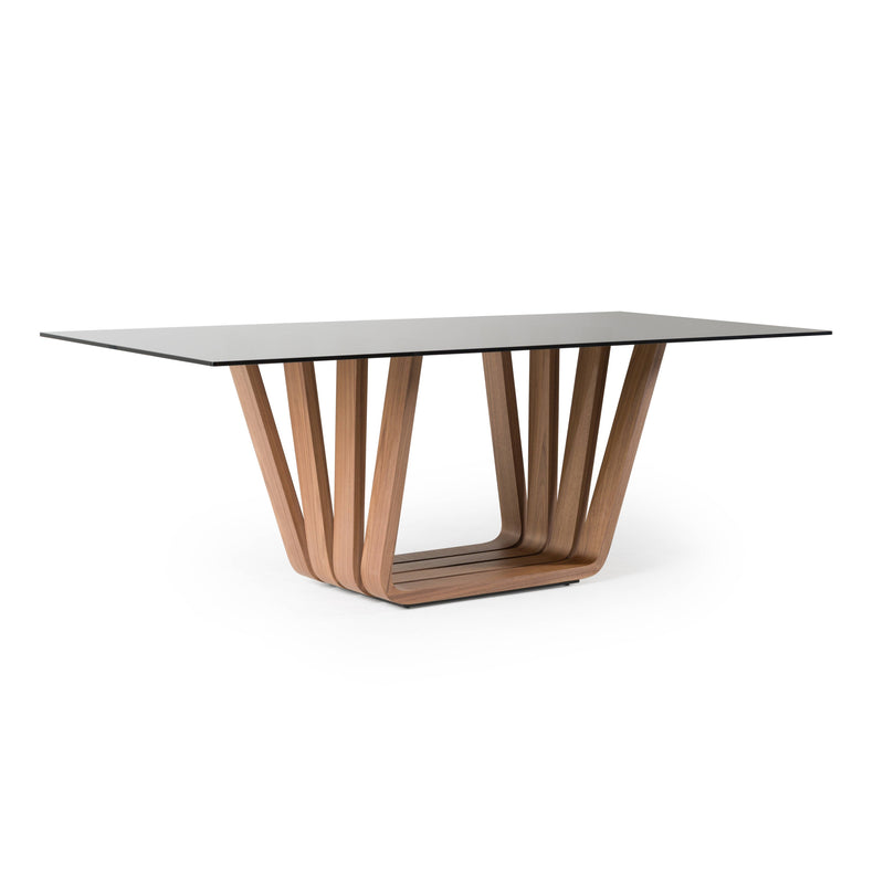 Solvang - Contemporary - Grey Glass + Walnut Rectangular Dining Table — view 4