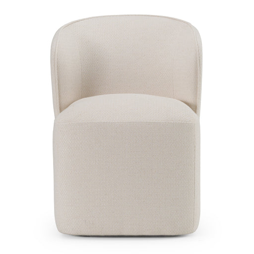 Souza - Modern Beige Fabric Swivel Dining Chair — view 2