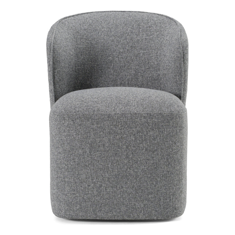 Souza - Modern Grey Fabric Swivel Dining Chair — view 2