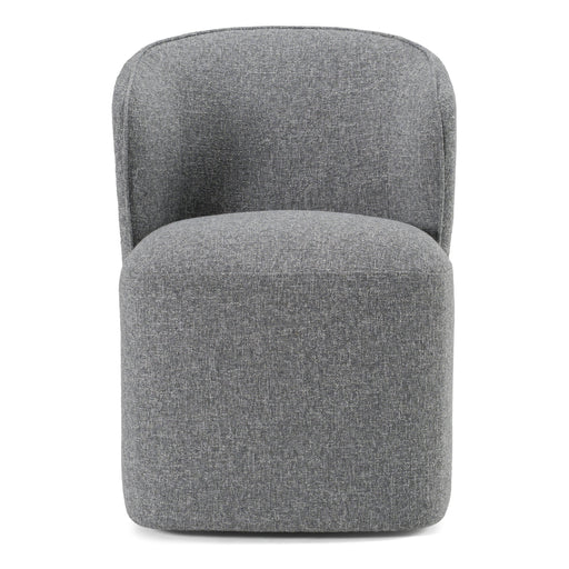 Souza - Modern Grey Fabric Swivel Dining Chair — view 2