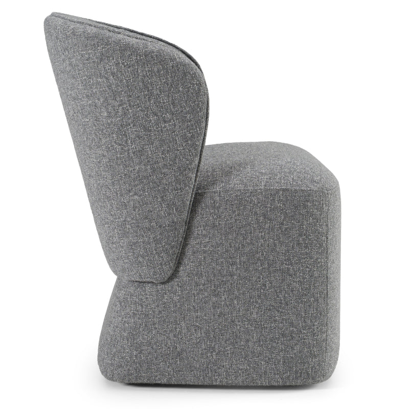 Souza - Modern Grey Fabric Swivel Dining Chair — view 3