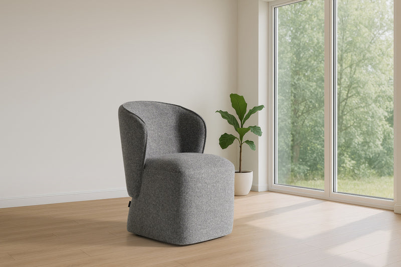 Souza - Modern Grey Fabric Swivel Dining Chair
