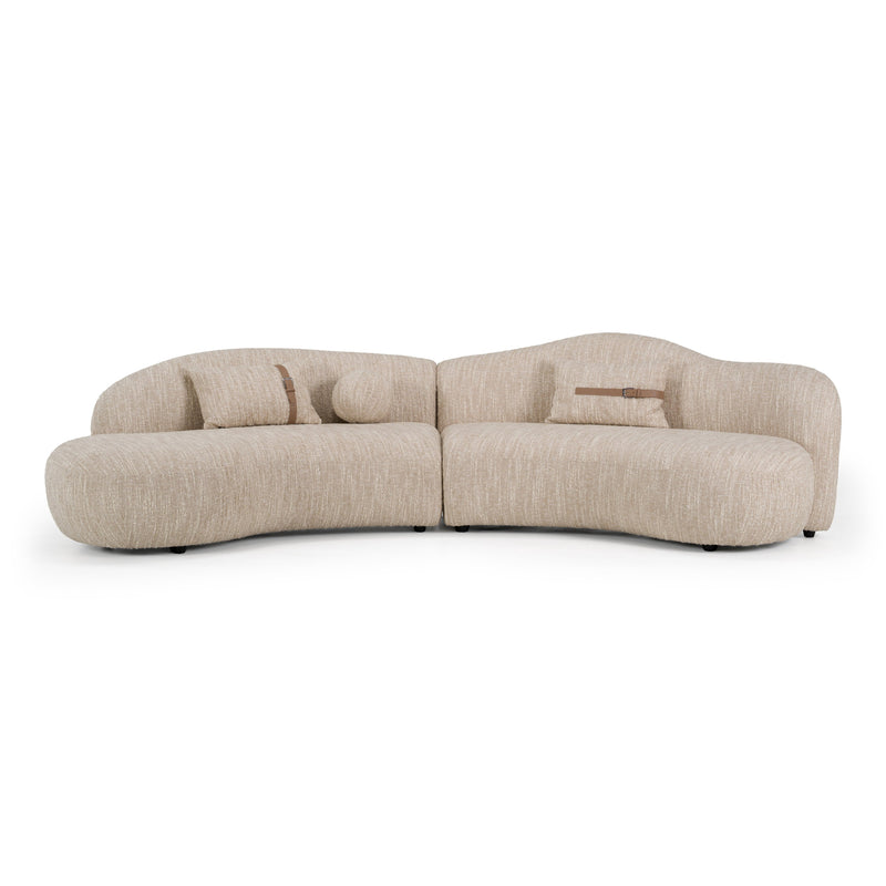 Spiro - Modern Beige Fabric Curved Sectional Sofa — view 2