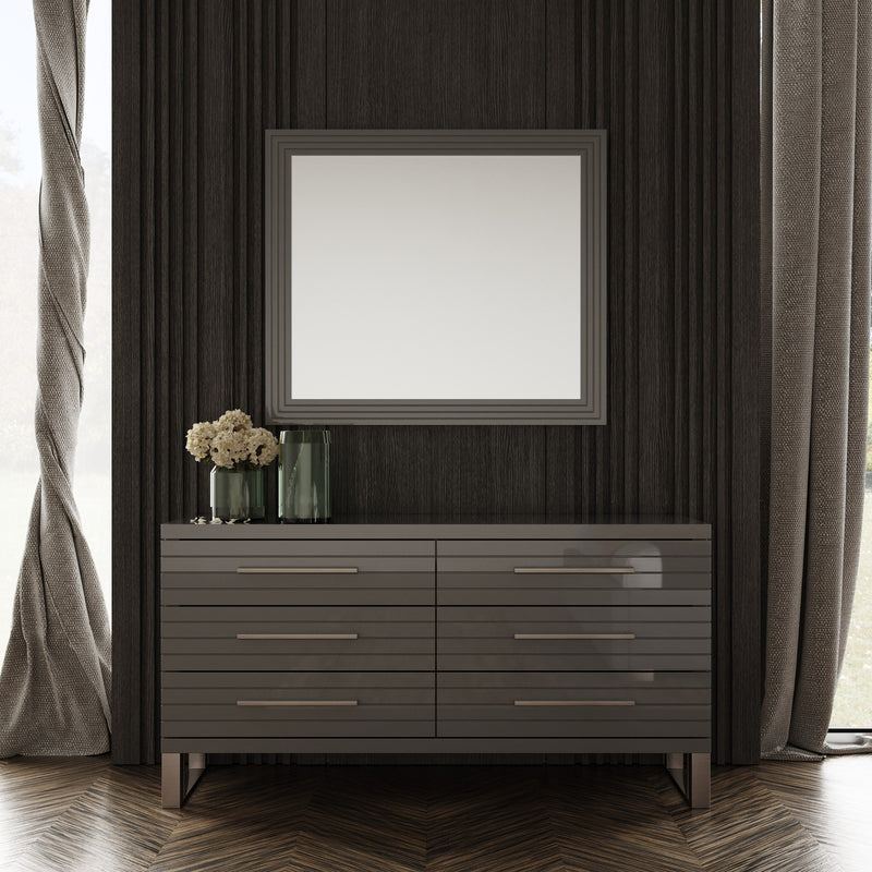 Splendor - Grey High Gloss Slatted MIrror — view 2