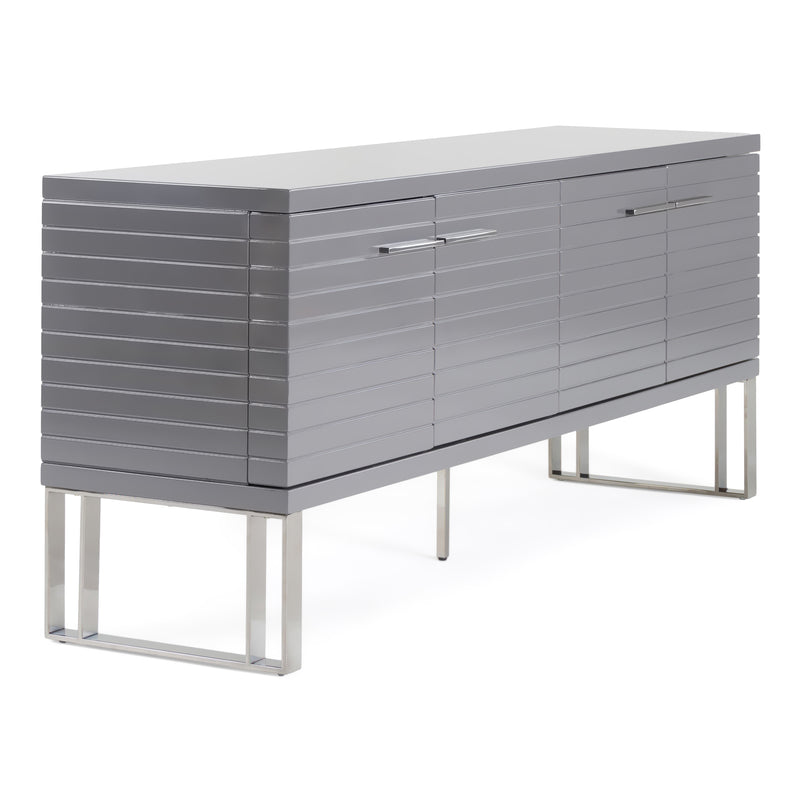 Splendor - Grey High Gloss Slatted Buffet — view 3