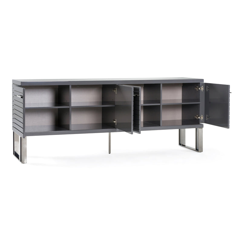 Splendor - Grey High Gloss Slatted Buffet — view 4