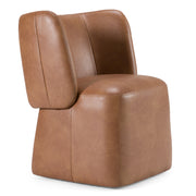 Standing - Modern Brown Vegan Leather Dining Chair w/ Castor Wheels — view 2