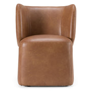 Standing - Modern Brown Vegan Leather Dining Chair w/ Castor Wheels — view 4