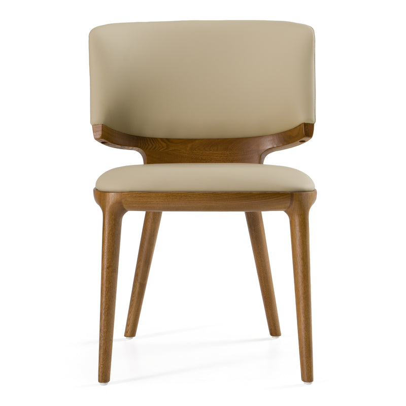 Stanley - Contemporary Beige Leatherette and Walnut Dining Chair (Set of 2) — view 2