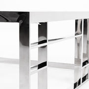Stephen - Modern Glass & Stainless Steel Square Coffee Table — view 3