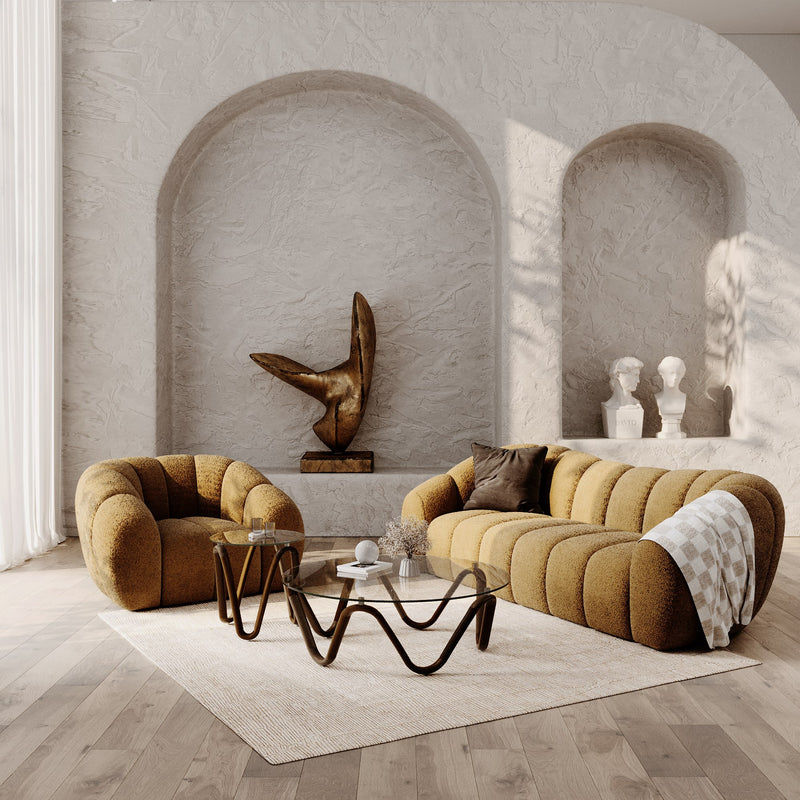 Suki - Modern Camel Fabric Sofa — view 5