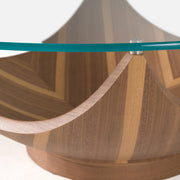 Sunrise - Contemporary Glass + Walnut Round Coffee Table — view 3