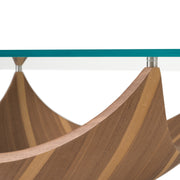 Sunrise - Contemporary Glass + Walnut Square Coffee Table — view 3