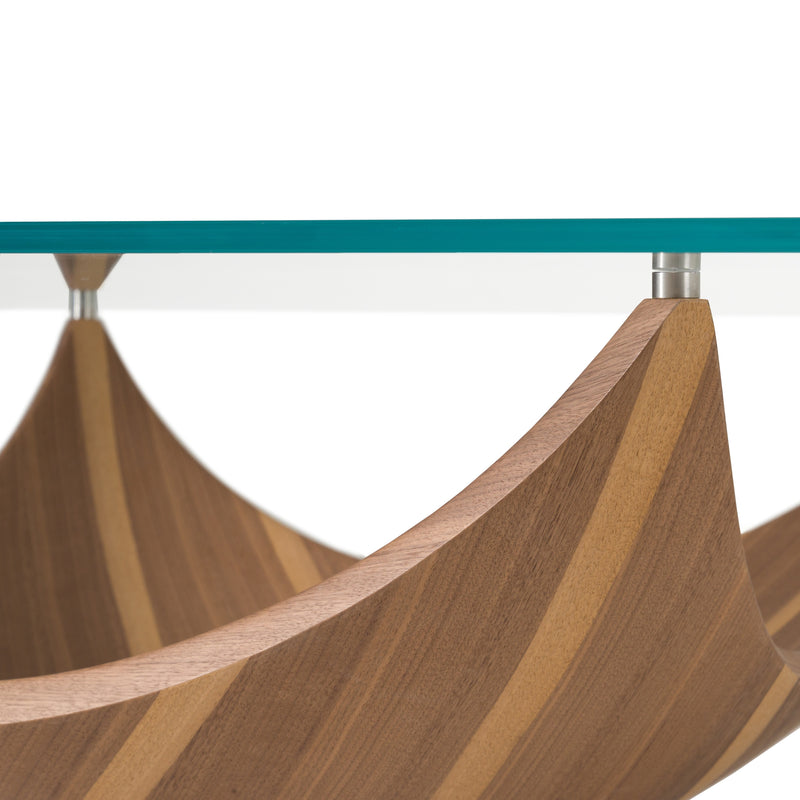 Sunrise - Contemporary Glass + Walnut Square Coffee Table — view 3