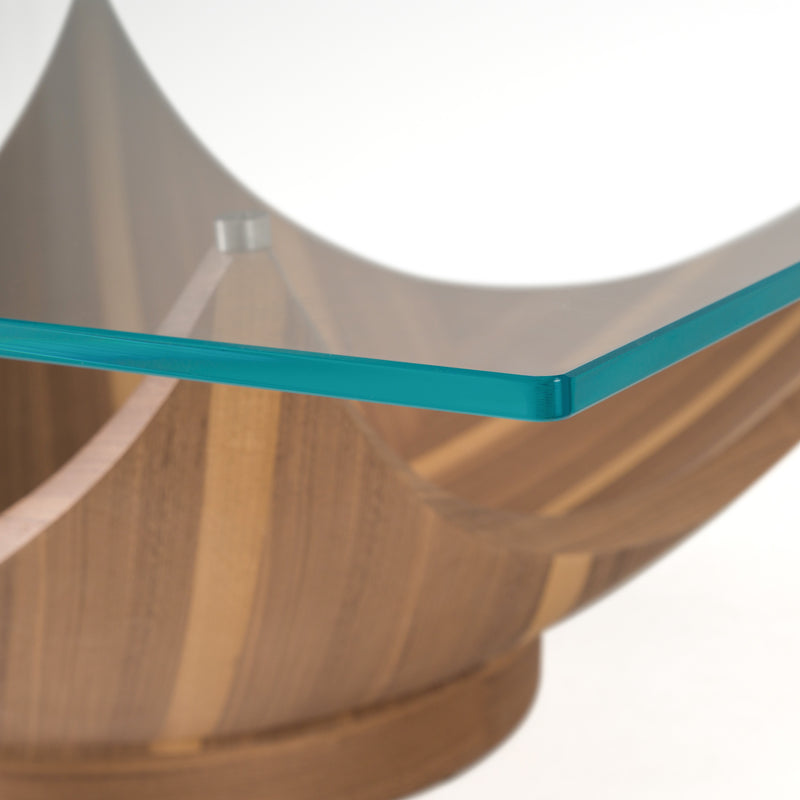 Sunrise - Contemporary Glass + Walnut Square Coffee Table — view 4