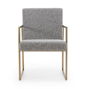 Suzanne - Modern Grey Fabric + Antique Brass Dining Chair