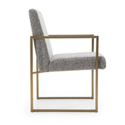 Suzanne - Modern Grey Fabric + Antique Brass Dining Chair — view 2