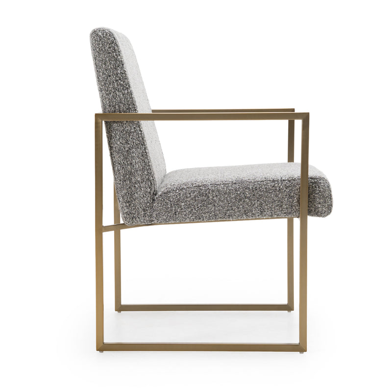 Suzanne - Modern Grey Fabric + Antique Brass Dining Chair — view 2
