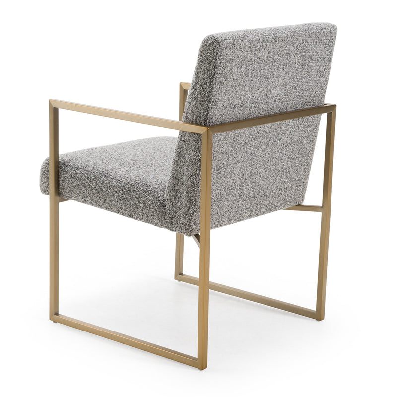 Suzanne - Modern Grey Fabric + Antique Brass Dining Chair — view 5