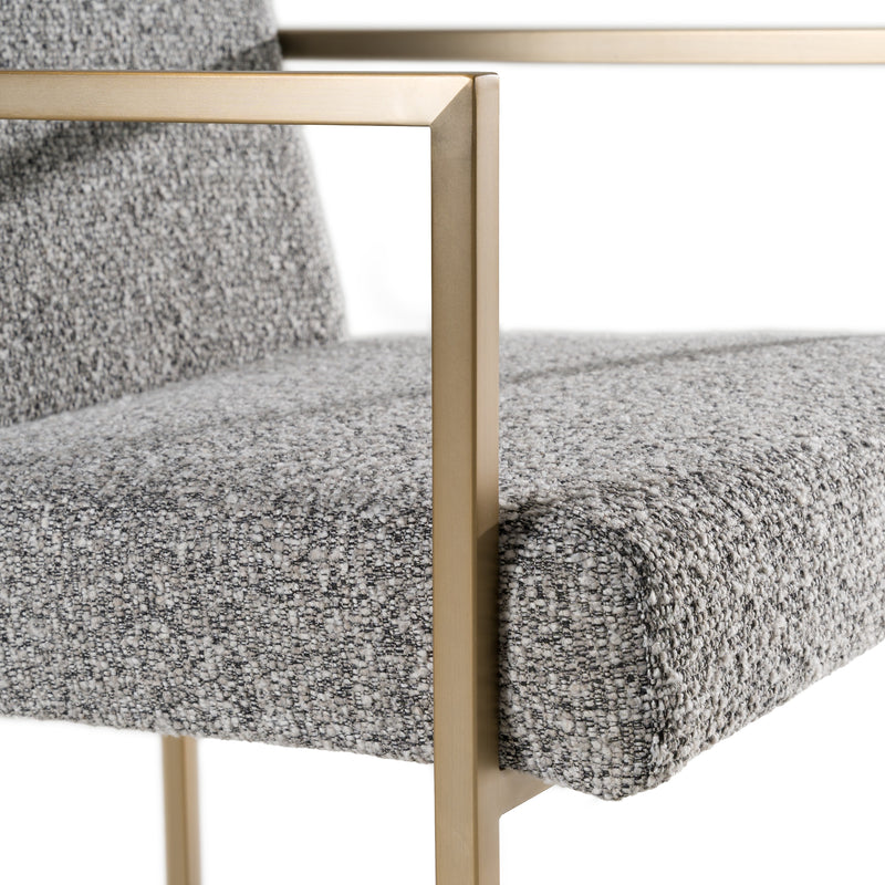 Suzanne - Modern Grey Fabric + Antique Brass Dining Chair — view 4