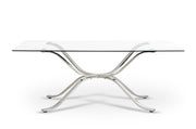 Adderley Modern Stainless Steel w/ Glass Top Dining Table