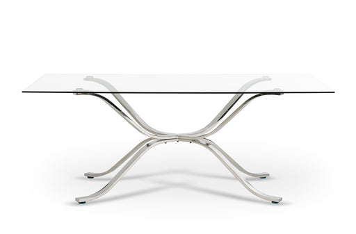Adderley Modern Stainless Steel w/ Glass Top Dining Table