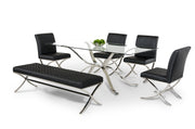 Adderley Modern Stainless Steel w/ Glass Top Dining Table — view 3