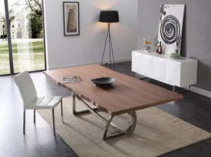 Addy Modern Walnut & Stainless Steel Dining Table — view 2