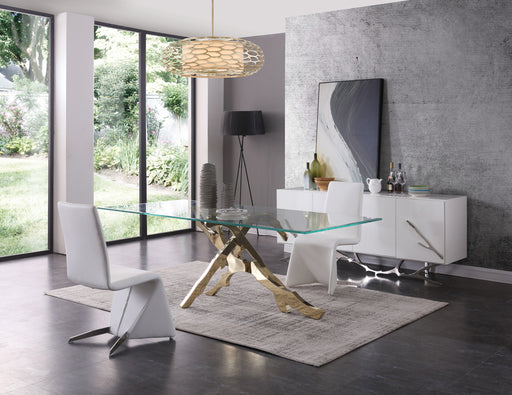 Legend Modern Glass & Gold Dining Table — view 2