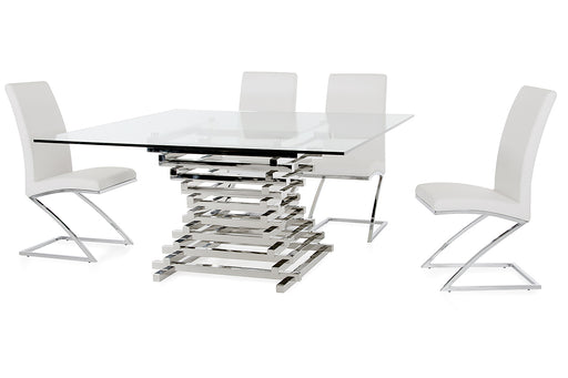 Crawford Modern Clear Glass Square Dining Table — view 2