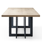T8963 - Natural Oak + Black Metal Dining Table — view 3
