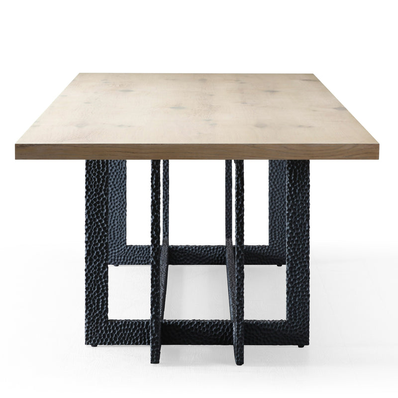 T8963 - Natural Oak + Black Metal Dining Table — view 3