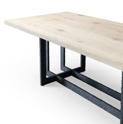 T8963 - Natural Oak + Black Metal Dining Table — view 4
