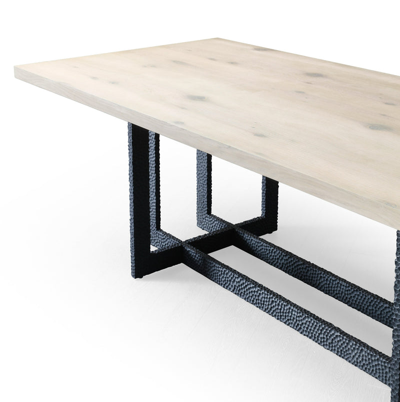 T8963 - Natural Oak + Black Metal Dining Table — view 4