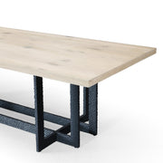 T8963 - Natural Oak + Black Metal Dining Table — view 5