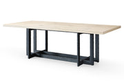 T8963 - Natural Oak + Black Metal Dining Table — view 2