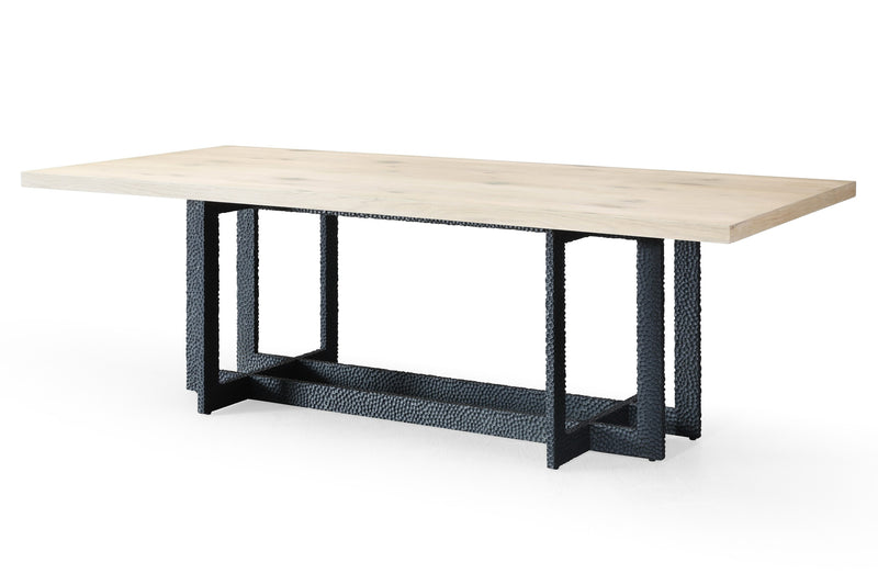 T8963 - Natural Oak + Black Metal Dining Table — view 2