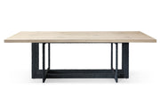 T8963 - Natural Oak + Black Metal Dining Table