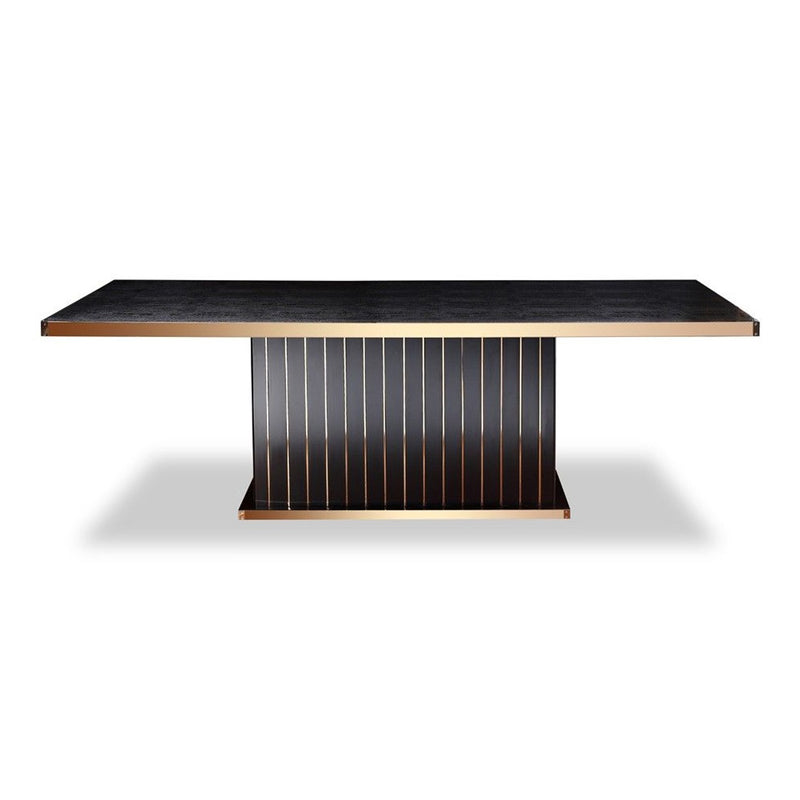 Talin Modern Black Crocodile & Rosegold Dining Table — view 5