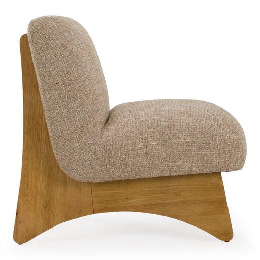 Tamari - Modern Tan Fabric + Natural Oak Accent Chair — view 2
