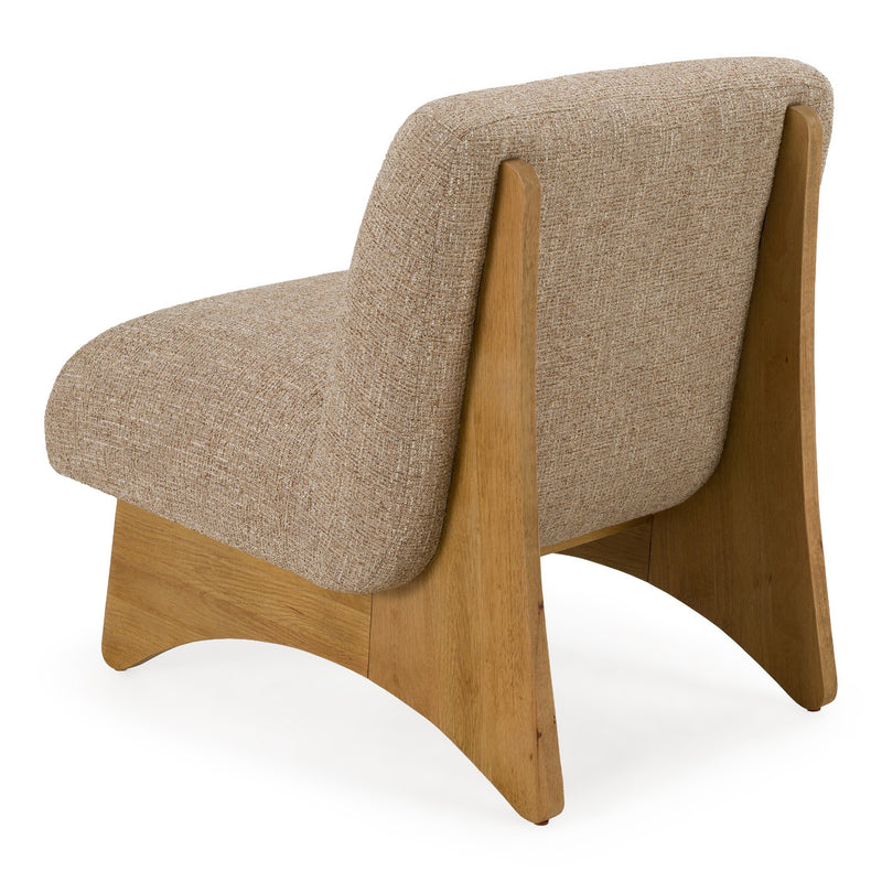 Tamari - Modern Tan Fabric + Natural Oak Accent Chair — view 3