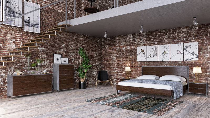 Eastern King Conner Modern Dark Walnut & Concrete Bedroom Set — view 2