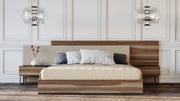 Matteo Italian Modern Walnut & Fabric 4-Piece Bedroom Set
