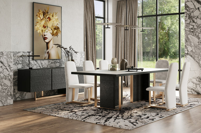 Tasha - Modern Black Ash + Brushed Gold Rectangular Dining Table — view 2