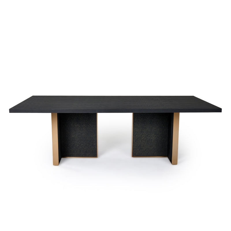Tasha - Modern Black Ash + Brushed Gold Rectangular Dining Table — view 3