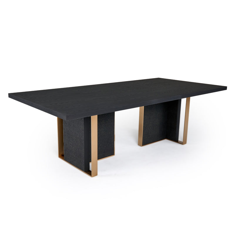 Tasha - Modern Black Ash + Brushed Gold Rectangular Dining Table — view 4