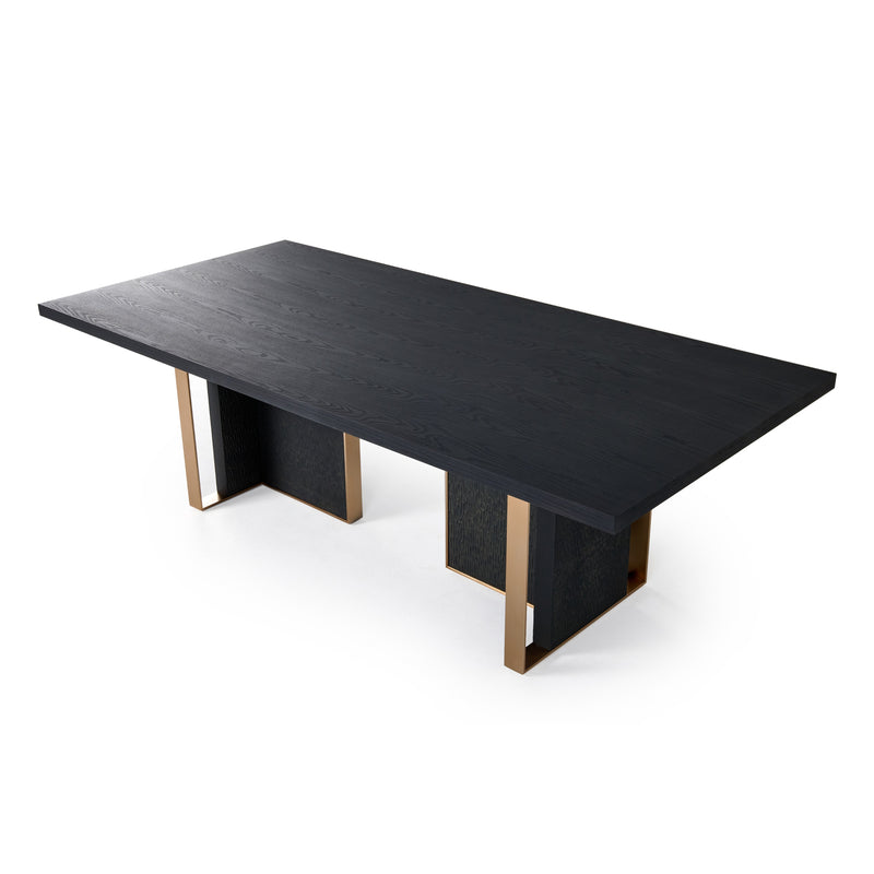 Tasha - Modern Black Ash + Brushed Gold Rectangular Dining Table — view 5