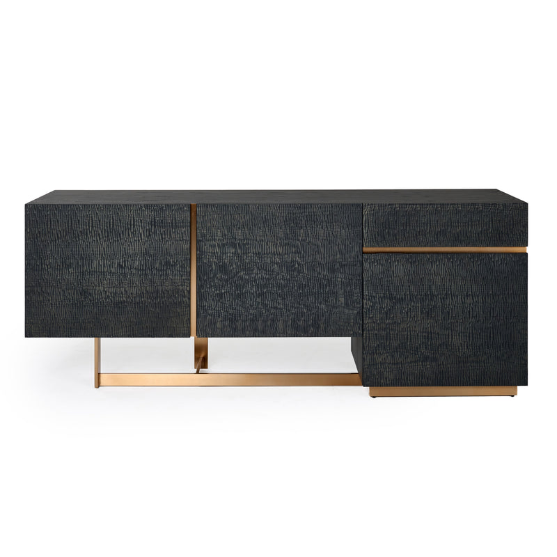 Tasha - Modern Black Ash + Brushed Gold Buffet — view 3