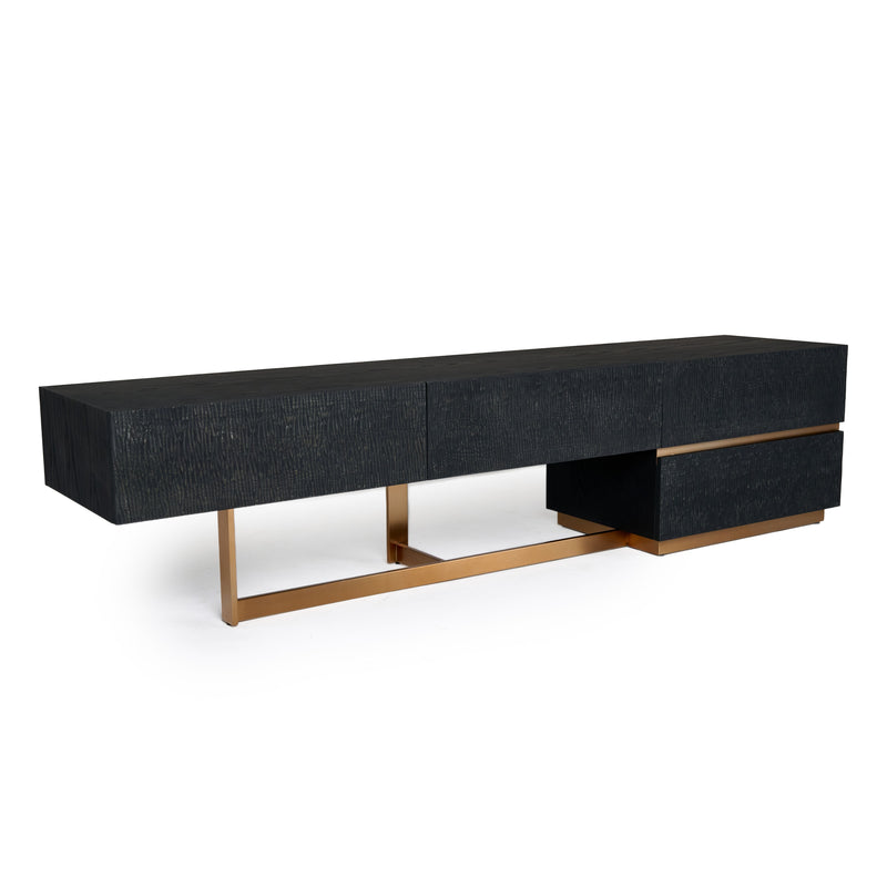 Tasha - Modern Black Ash + Brushed Gold TV Stand — view 4